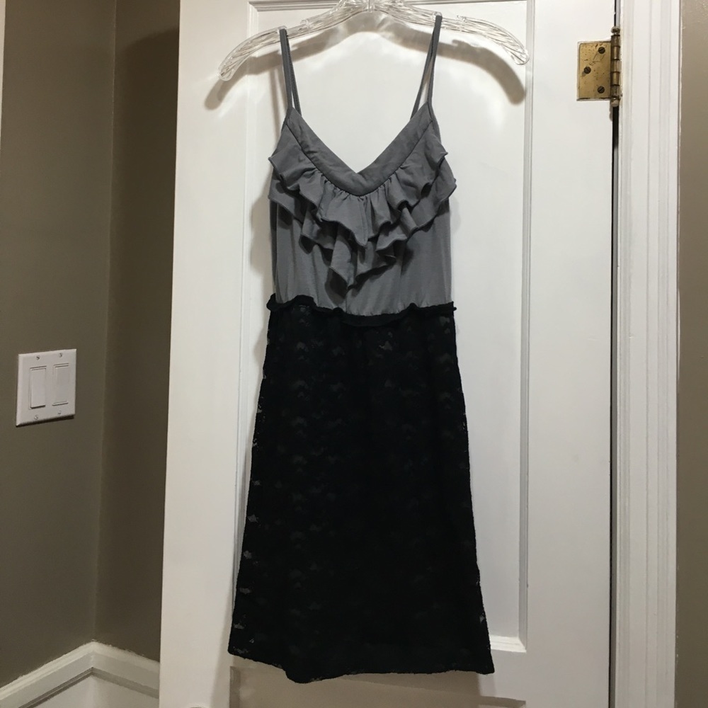 Vanity Grey & Black Lace Spaghetti Strap Dress Small